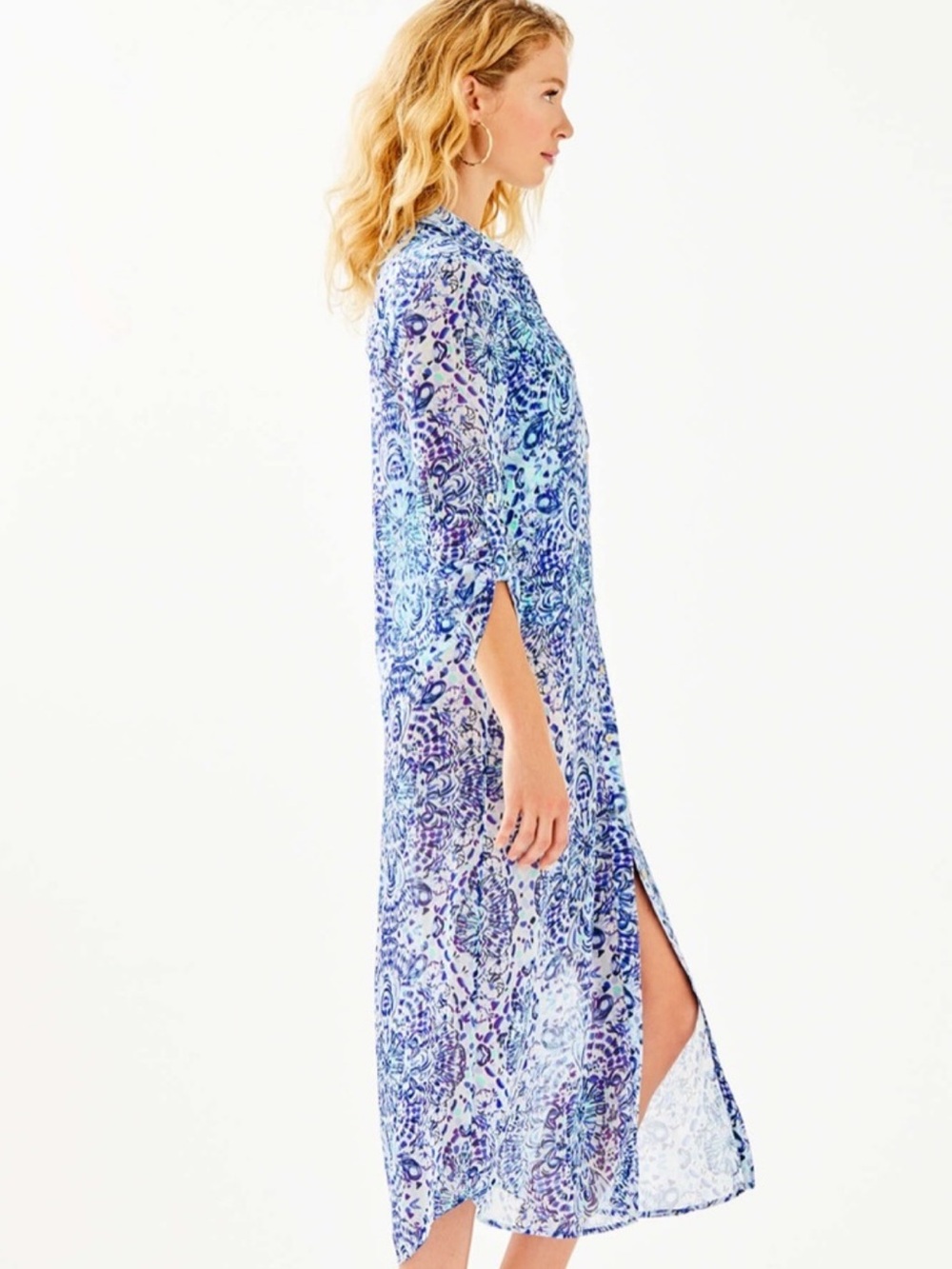 NWT $148 Lilly Pulitzer Natalie Maxi Cover-Up in Call My Shell Phone, Size Small - Picture 6 of 11